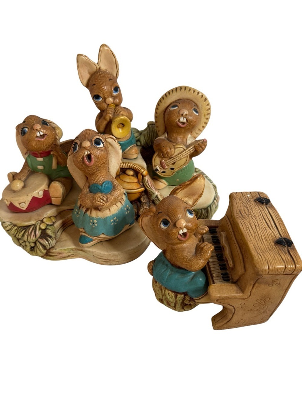 Pendelfin Set of 7 Figurines Musical Band Piano Rabbits Handpainted Vintage